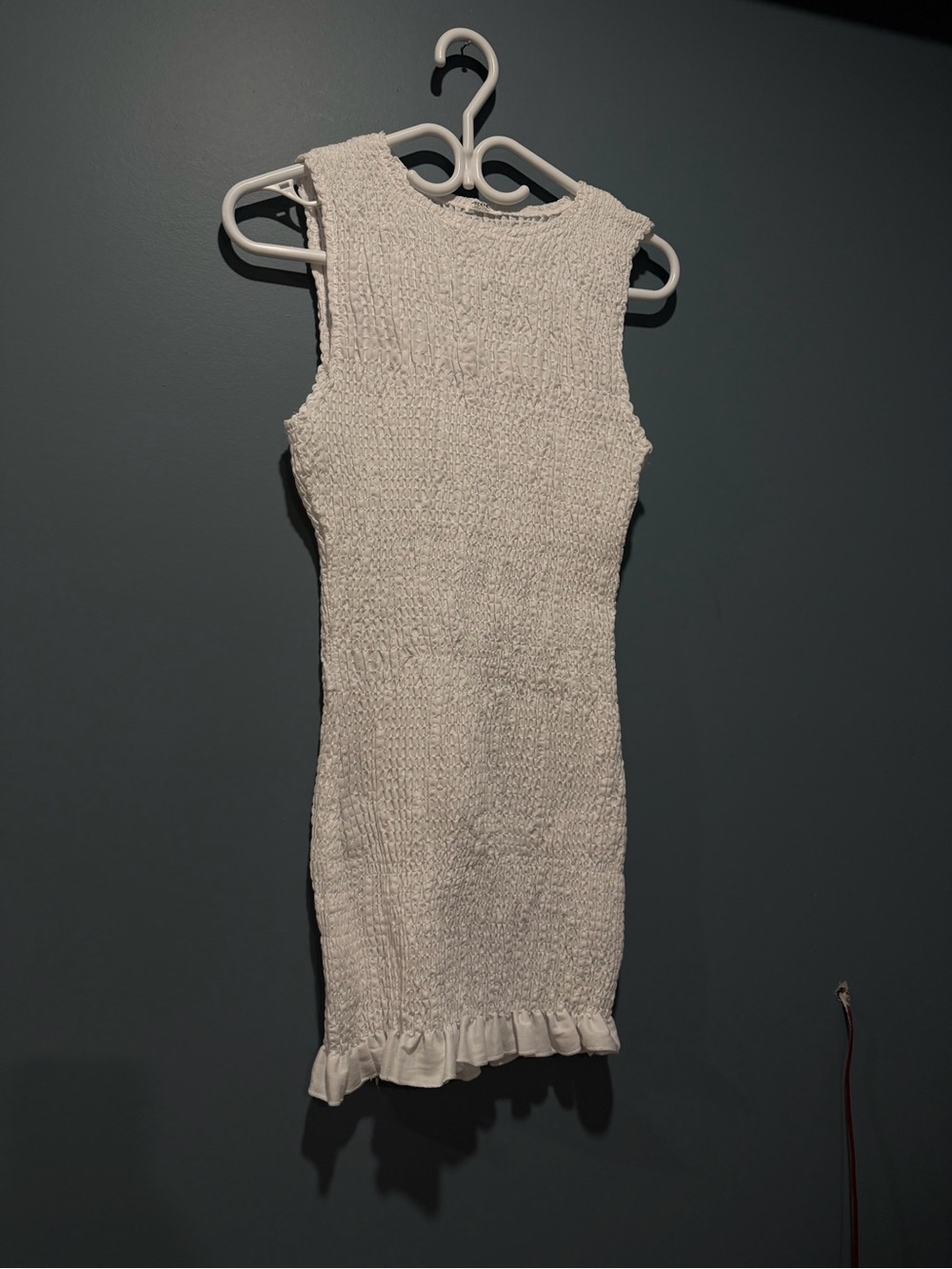 Ardene Cream Sleeveless Knit Mini Dress with Ruffle Hem